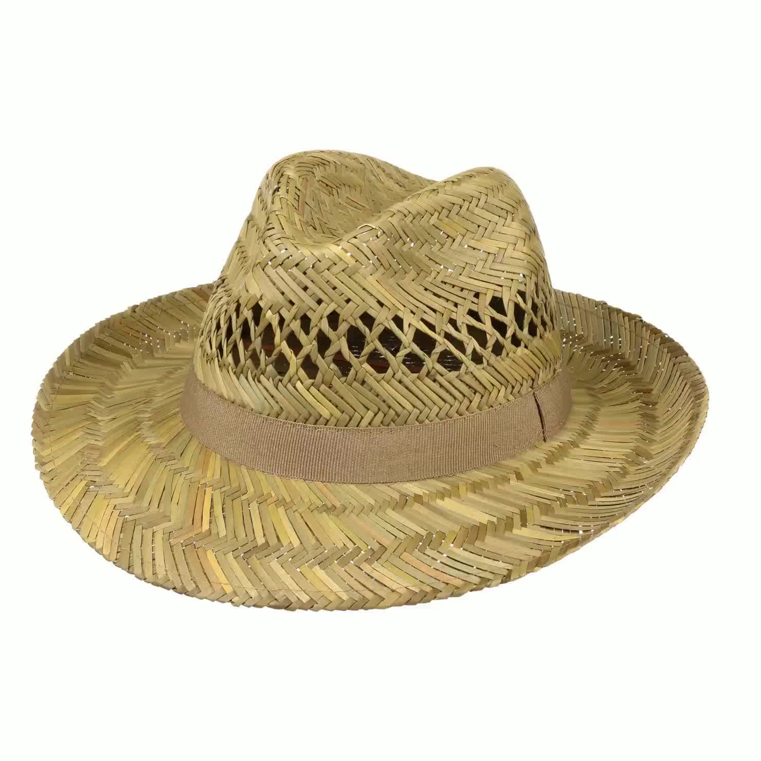 Protection Solaire Chapeau Paille Homme Lipodo Made In Italy - Traveller Classique, Ruban Gros Grain (Été) Chapeau Plage Style