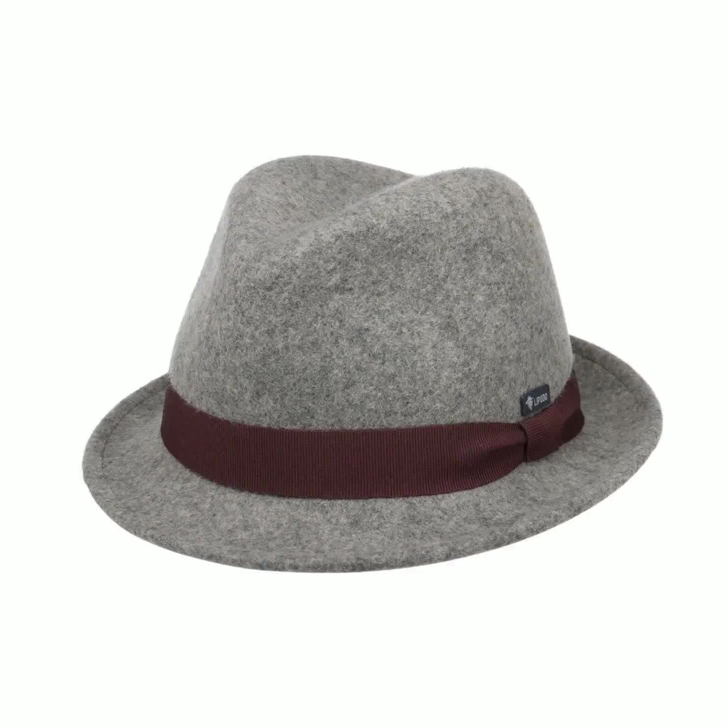 Cappello Trilby In Feltro Di Lana – Prodotto In Italia, Taglia 63 Cm, Colore Grigio, Tesa 4,5 Cm