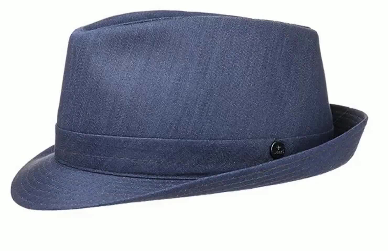 Cappello Trilby In Denim LIERYS - 100% Cotone, Made In Italy - Taglie M, L, XL - Per Uomo E Donna, Con Fodera Interna E Nastro Coordinato