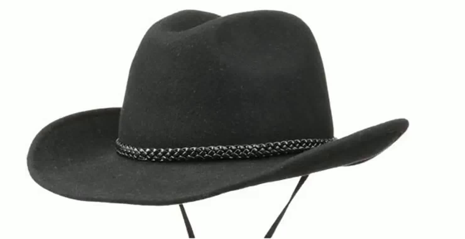 Cappello Da Cowboy In Pelle PU | Stile Western | Larga Tesa | Sottogola Regolabile | Unisex | Per Feste E Costumi
