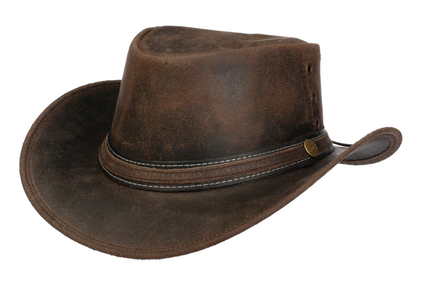 Chapeau En Cuir De Kangourou Scippis Cooroo - Style Cowboy Australien, Marron, Taille XL - Naturel Et Robuste