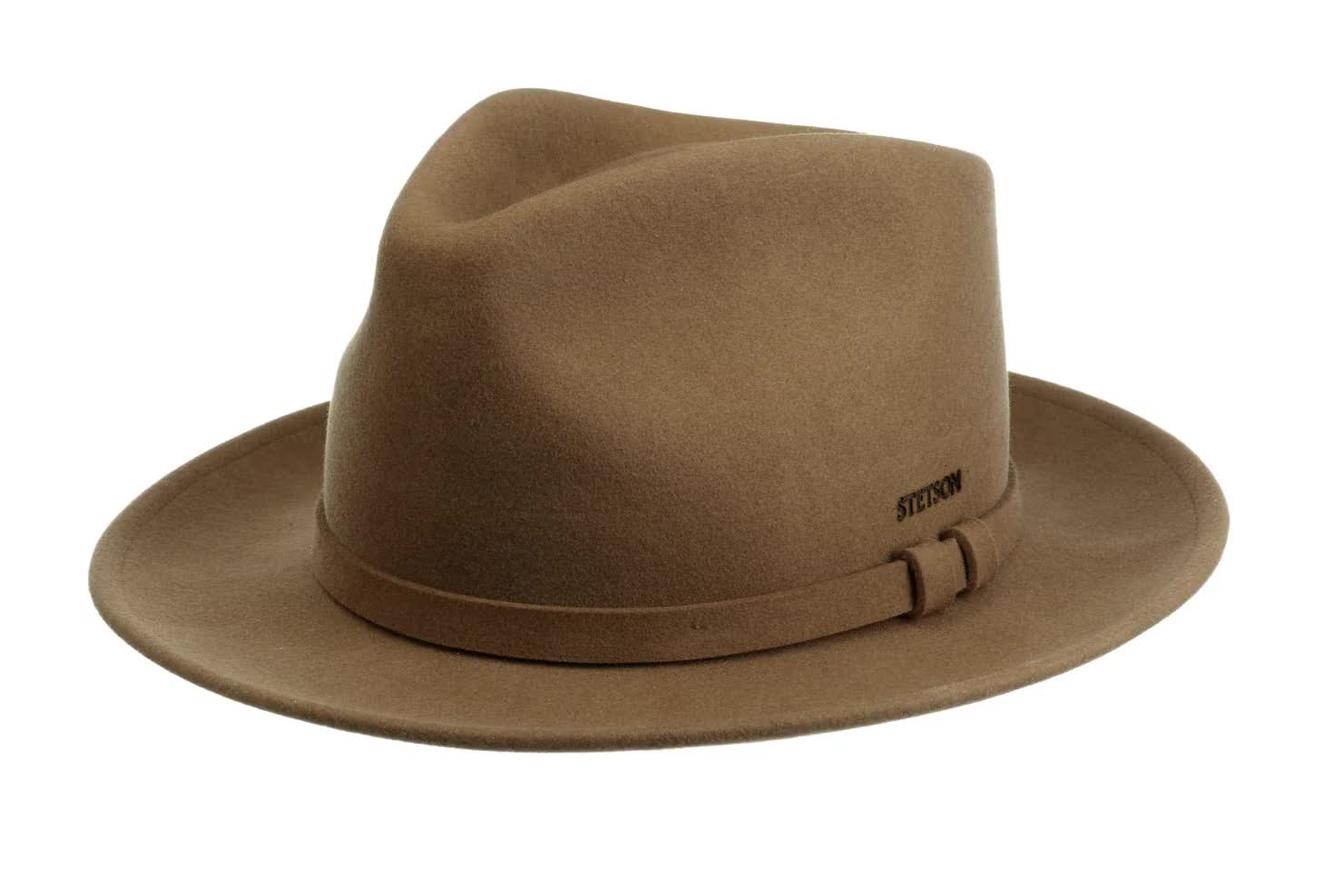 STETSON ステットソン Felt Fedora Brown 58cm ステットソン ロゴ フェドラ ハット（ブラウン）/Stetson Logo