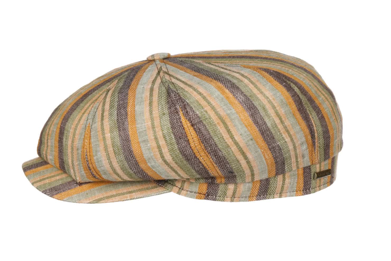 Stetson Coppola Hatteras Fine Herringbone Uomo - Made in The EU Cotton cap Berretto Piatto Lino con Visiera, Fodera, Fodera Estate Primavera/Estate